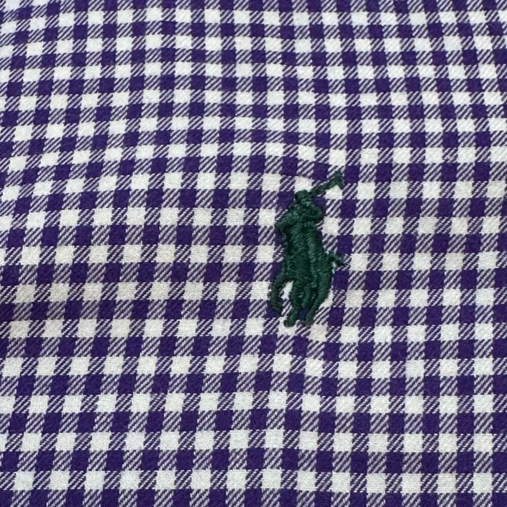 Ralph Lauren Purple Check Button Down Shirt sz 3T Pony Logo